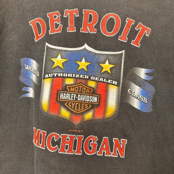 Vintage Harley Davidson Detroit Michigan Eagle Graphic T Shirt 1999 Mens L USA - Picture 6 of 9